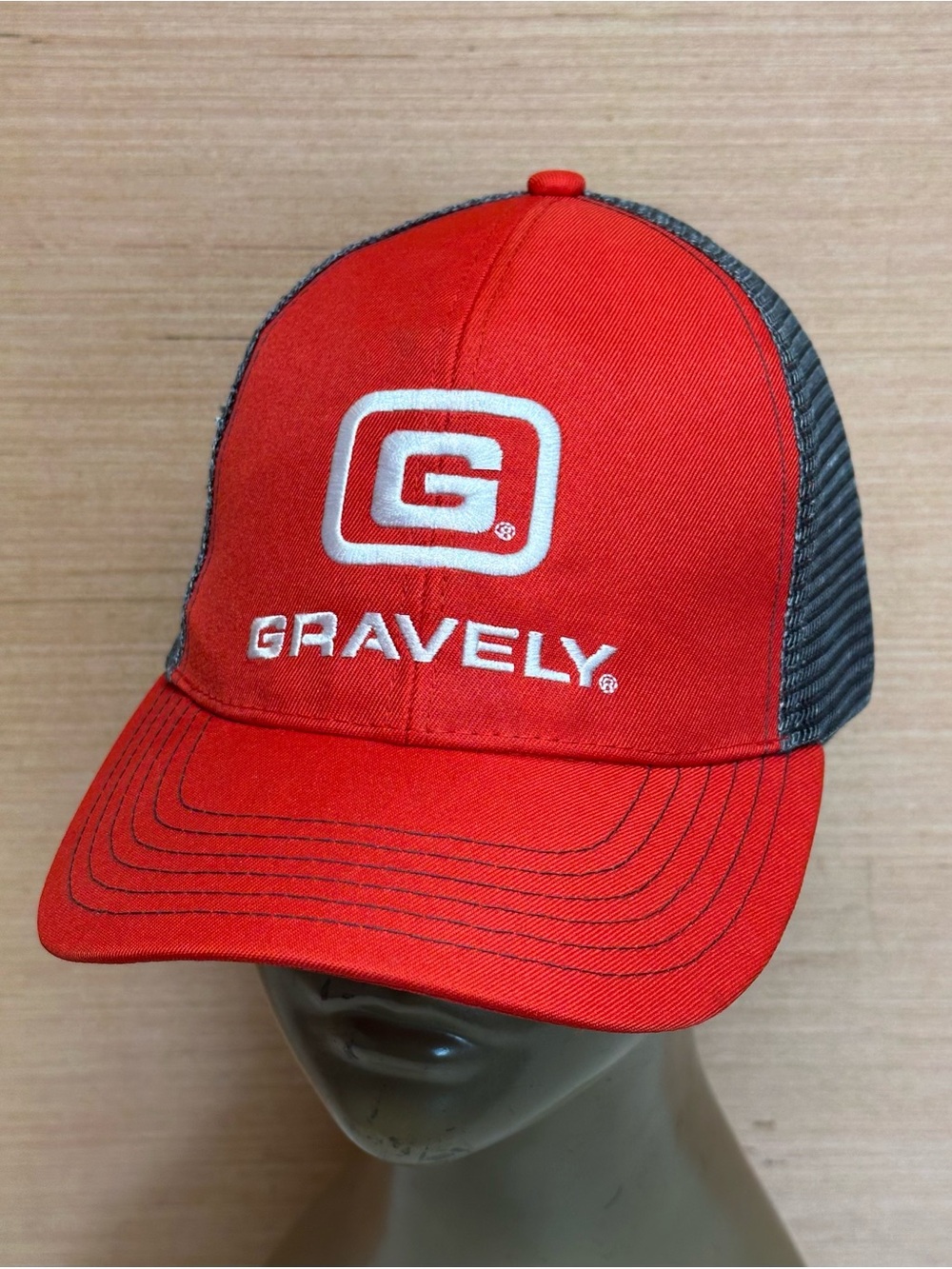 Gravely Logo Red & Gray Mesh Snap Back Trucker Hat Cap Adult OSFA Adjustable